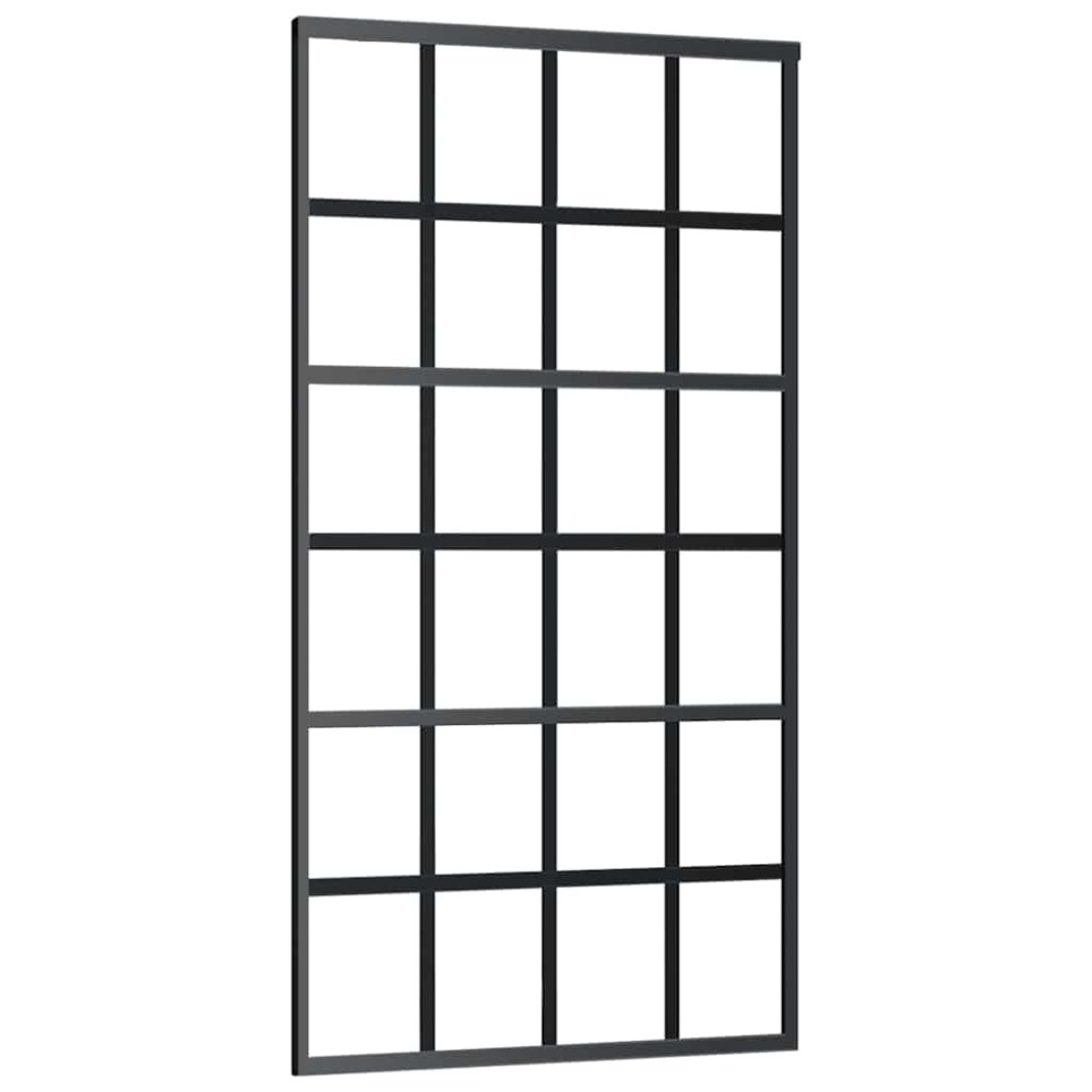 Produktbild för Skjutdörr med beslag svart 102x205 cm ESG-glas