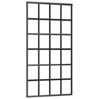 Produktbild för Skjutdörr med beslag svart 102x205 cm ESG-glas