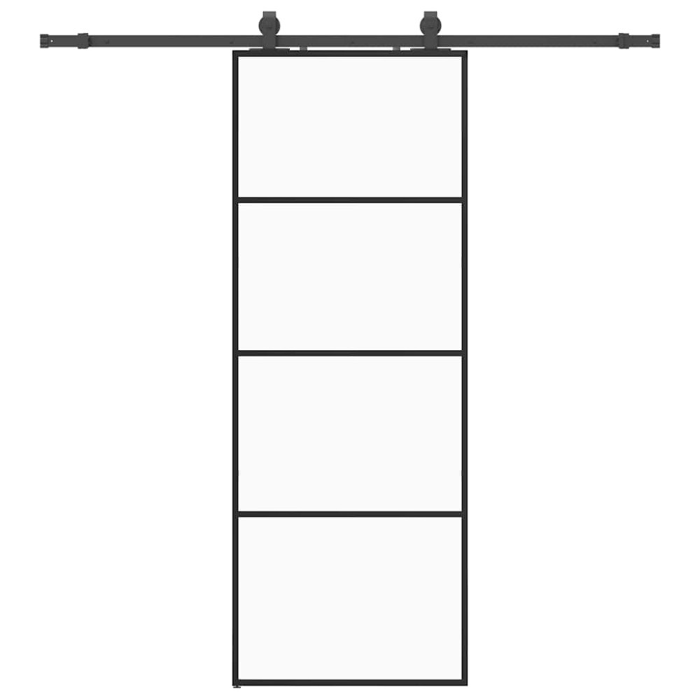 Produktbild för Skjutdörr med beslag svart 76x205 cm ESG-glas