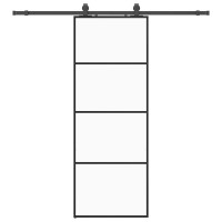 Produktbild för Skjutdörr med beslag svart 76x205 cm ESG-glas