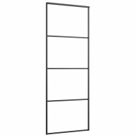 Produktbild för Skjutdörr med beslag svart 76x205 cm ESG-glas