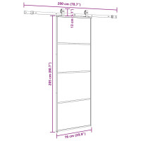 Produktbild för Skjutdörr med beslag svart 76x205 cm ESG-glas