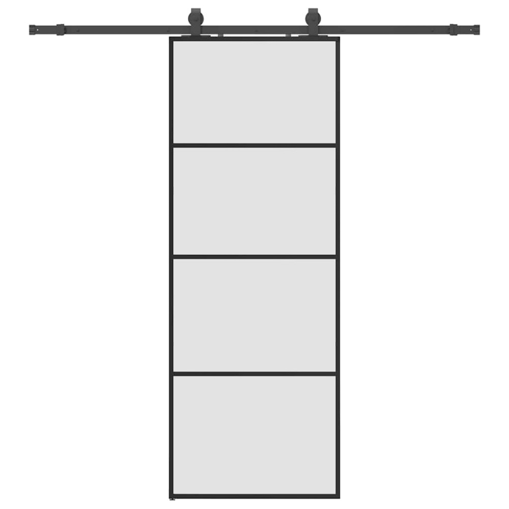 Produktbild för Skjutdörr med beslag svart 76x205 cm ESG-glas