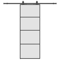 Produktbild för Skjutdörr med beslag svart 76x205 cm ESG-glas