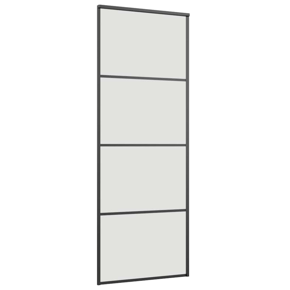 Produktbild för Skjutdörr med beslag svart 76x205 cm ESG-glas