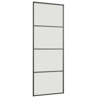 Produktbild för Skjutdörr med beslag svart 76x205 cm ESG-glas