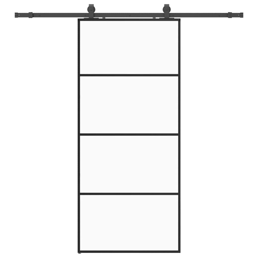 Produktbild för Skjutdörr med beslag svart 90x205 cm ESG-glas