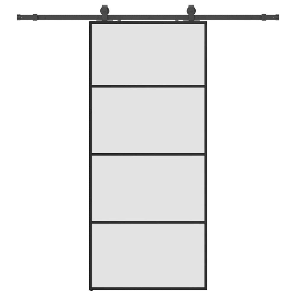Produktbild för Skjutdörr med beslag svart 90x205 cm ESG-glas