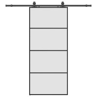 Produktbild för Skjutdörr med beslag svart 90x205 cm ESG-glas