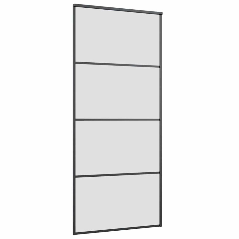 Produktbild för Skjutdörr med beslag svart 90x205 cm ESG-glas