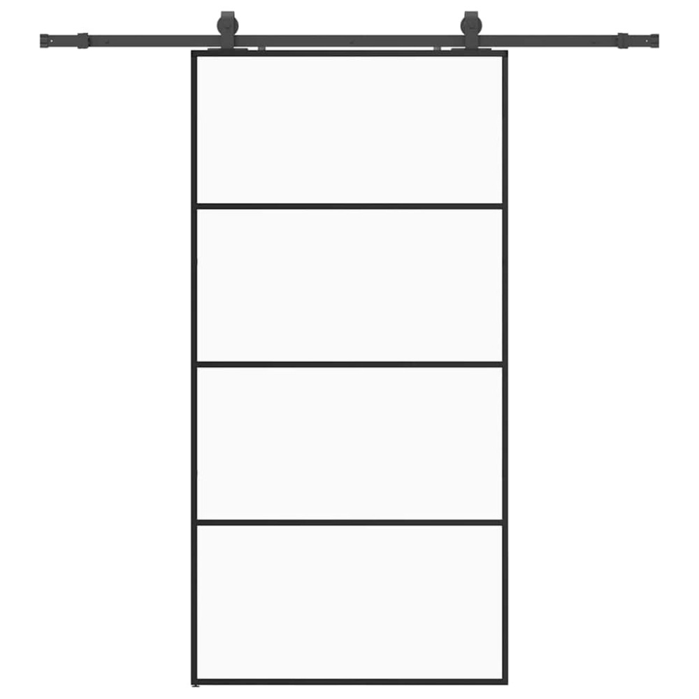 Produktbild för Skjutdörr med beslag svart 102,5x205 cm ESG-glas