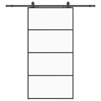 Produktbild för Skjutdörr med beslag svart 102,5x205 cm ESG-glas