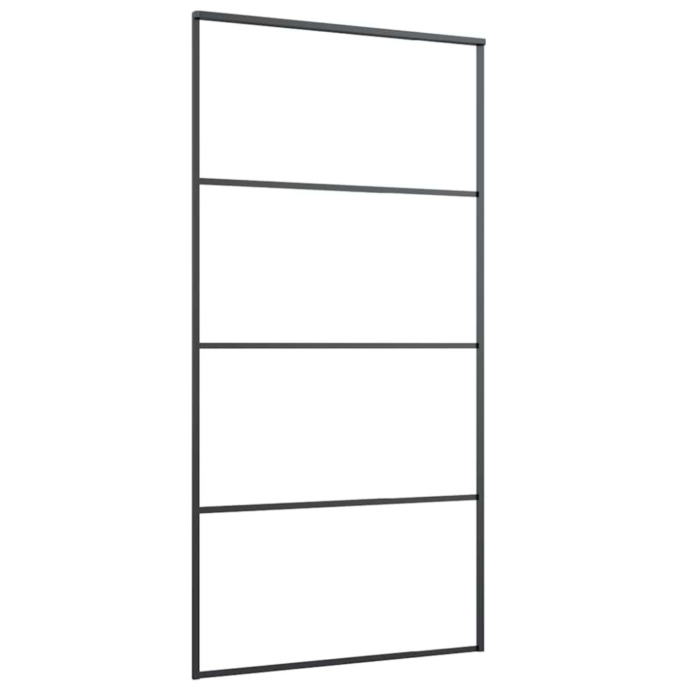 Produktbild för Skjutdörr med beslag svart 102,5x205 cm ESG-glas