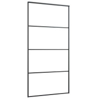 Produktbild för Skjutdörr med beslag svart 102,5x205 cm ESG-glas