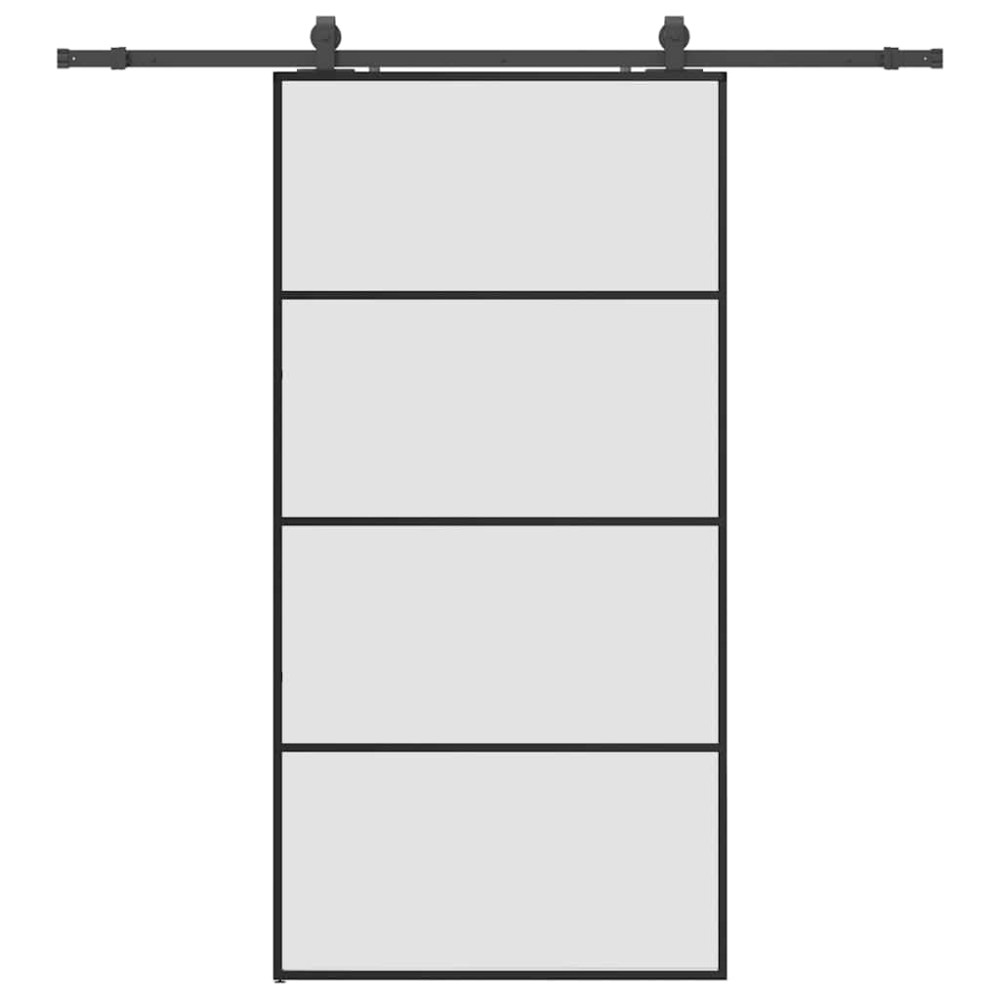 Produktbild för Skjutdörr med beslag svart 102,5x205 cm ESG-glas
