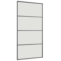 Produktbild för Skjutdörr med beslag svart 102,5x205 cm ESG-glas