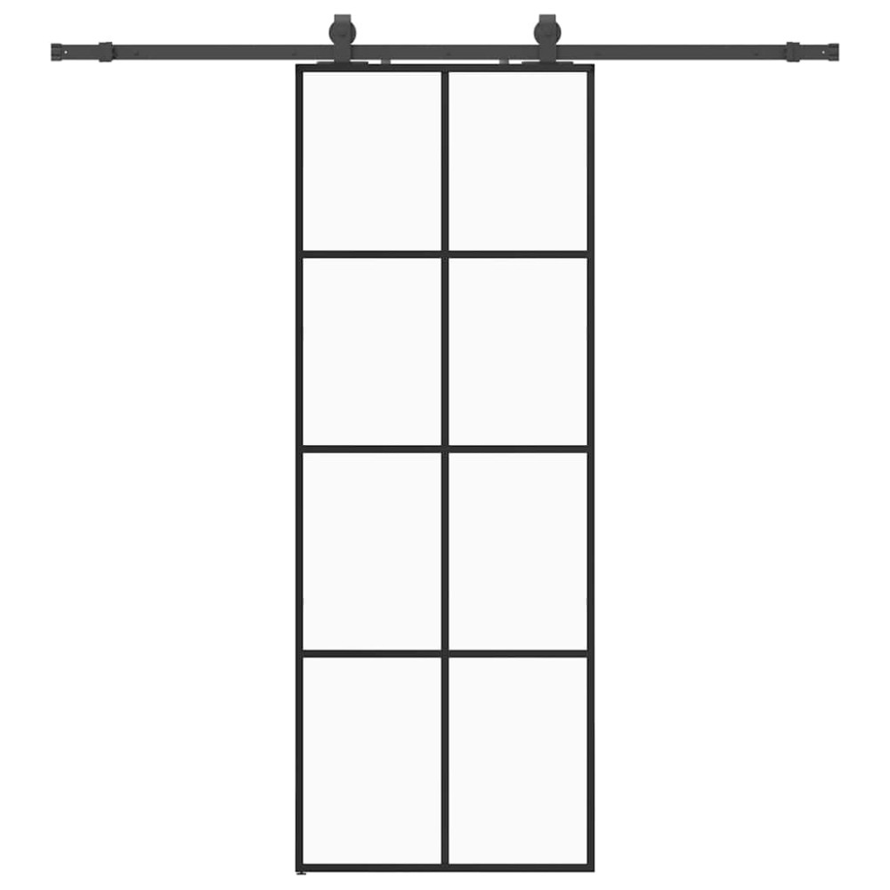 Produktbild för Skjutdörr med beslag svart 76x205 cm ESG-glas