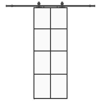 Produktbild för Skjutdörr med beslag svart 76x205 cm ESG-glas