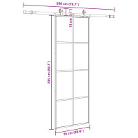Produktbild för Skjutdörr med beslag svart 76x205 cm ESG-glas