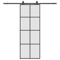 Produktbild för Skjutdörr med beslag svart 76x205 cm ESG-glas