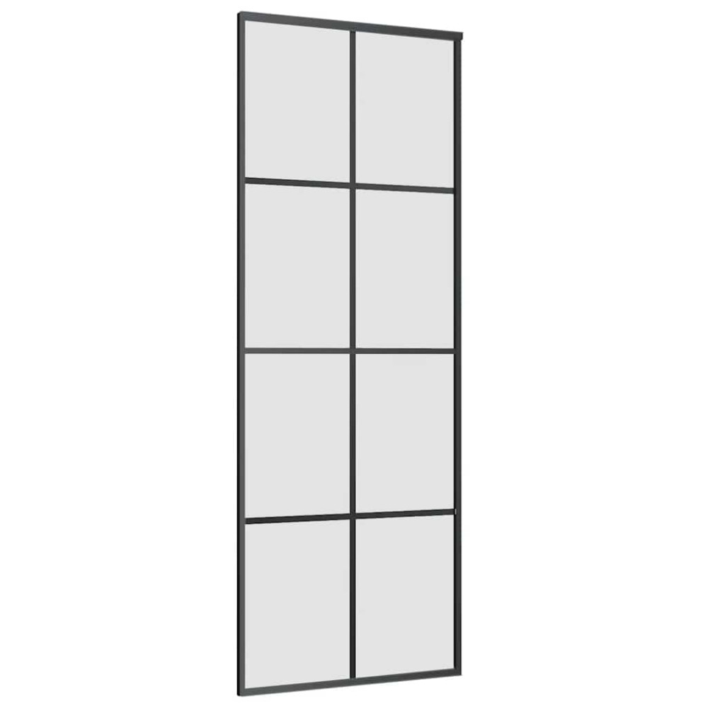 Produktbild för Skjutdörr med beslag svart 76x205 cm ESG-glas