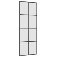 Produktbild för Skjutdörr med beslag svart 76x205 cm ESG-glas