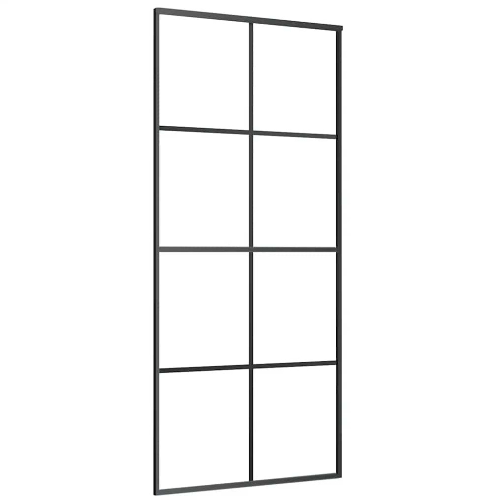 Produktbild för Skjutdörr med beslag svart 90x205 cm ESG-glas