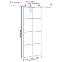 Produktbild för Skjutdörr med beslag svart 90x205 cm ESG-glas