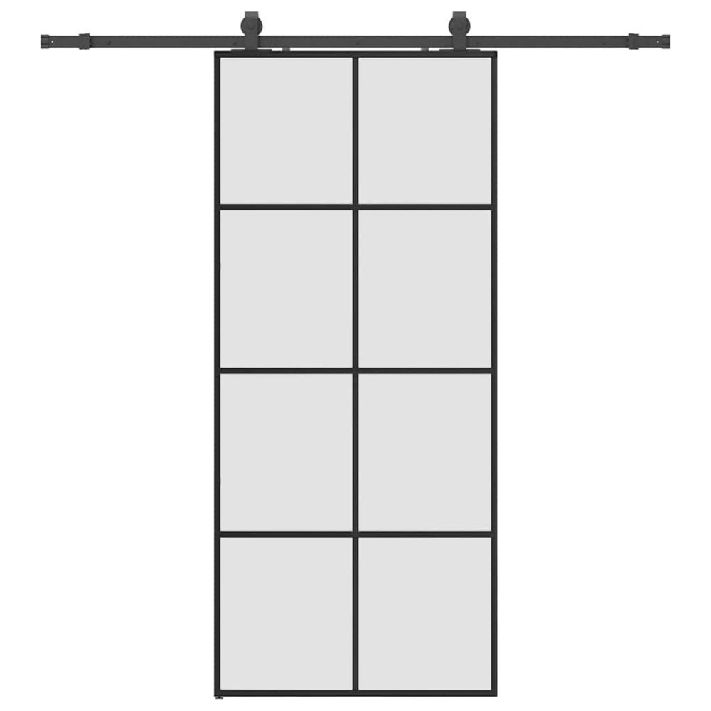 Produktbild för Skjutdörr med beslag svart 90x205 cm ESG-glas