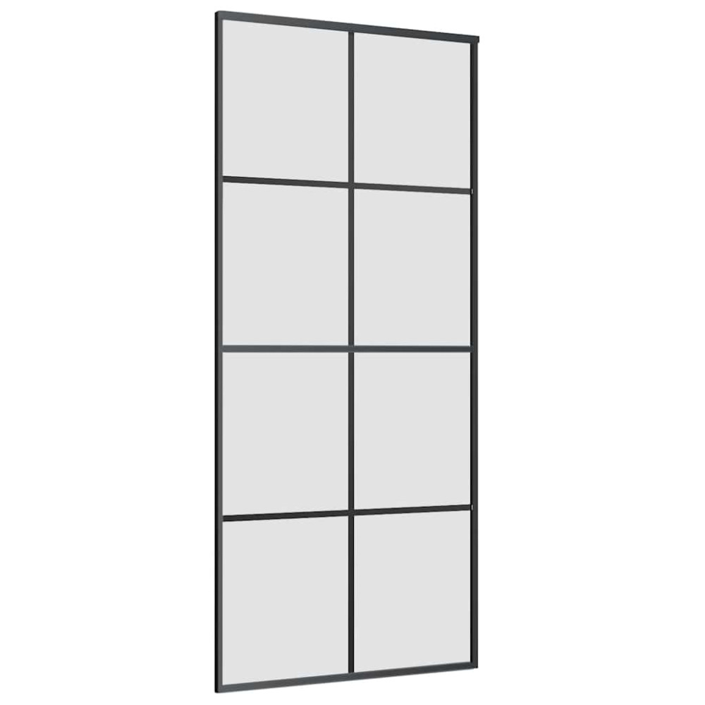 Produktbild för Skjutdörr med beslag svart 90x205 cm ESG-glas