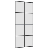 Produktbild för Skjutdörr med beslag svart 90x205 cm ESG-glas