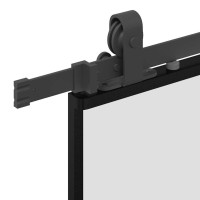 Produktbild för Skjutdörr med beslag svart 90x205 cm ESG-glas