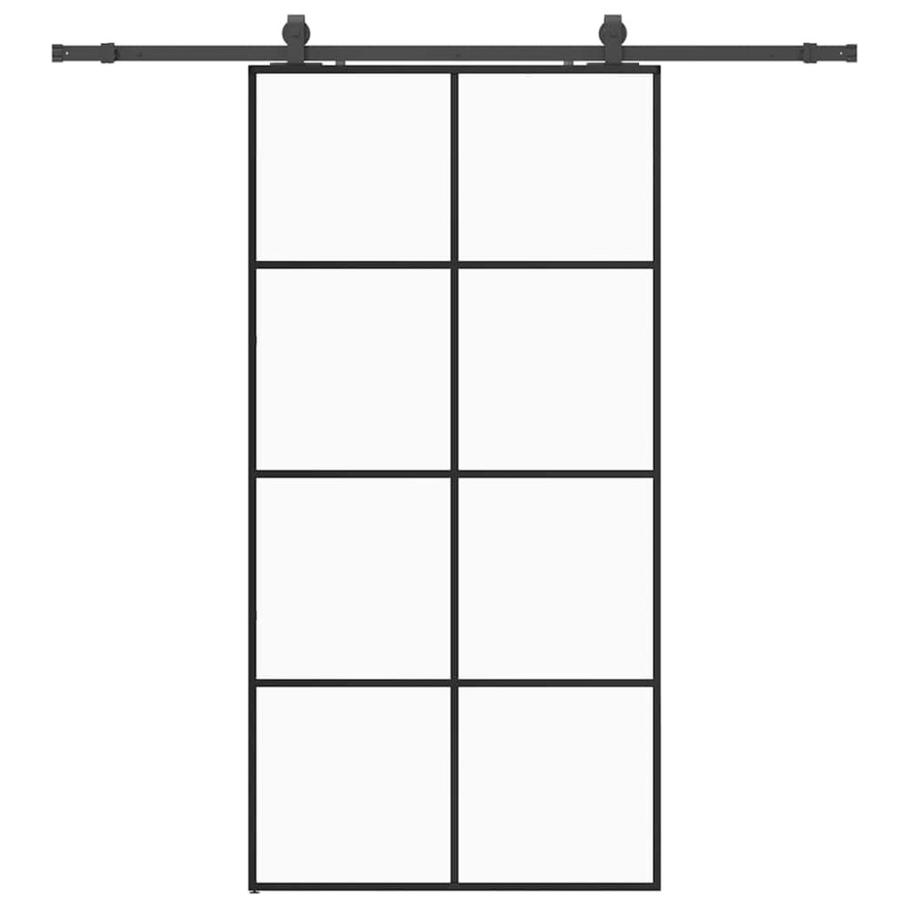Produktbild för Skjutdörr med beslag svart 102,5x205 cm ESG-glas
