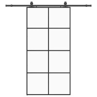 Produktbild för Skjutdörr med beslag svart 102,5x205 cm ESG-glas