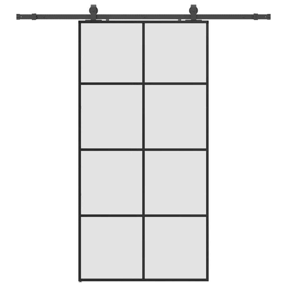 Produktbild för Skjutdörr med beslag svart 102,5x205 cm ESG-glas