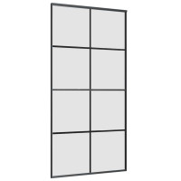 Produktbild för Skjutdörr med beslag svart 102,5x205 cm ESG-glas