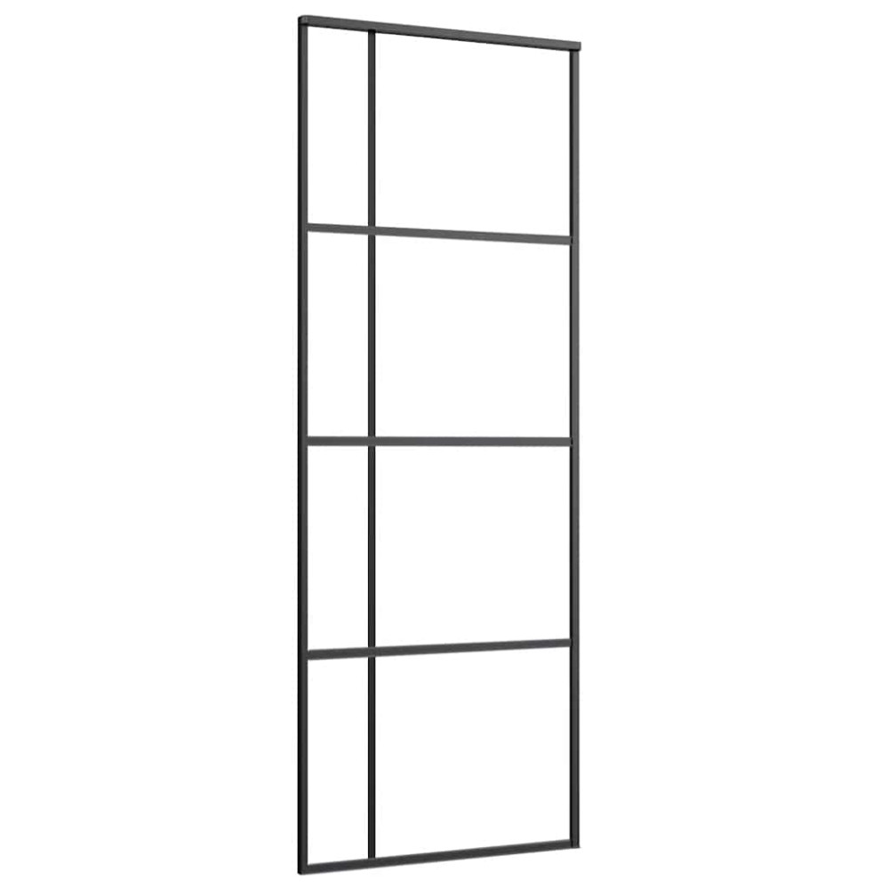 Produktbild för Skjutdörr med beslag svart 76x205 cm ESG-glas