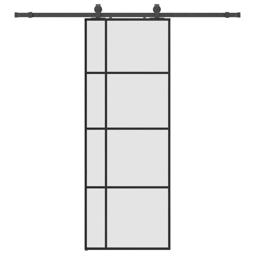 Produktbild för Skjutdörr med beslag svart 76x205 cm ESG-glas