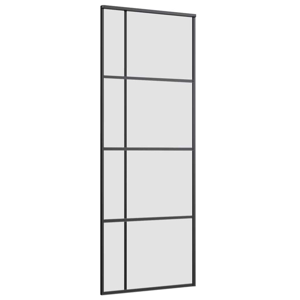 Produktbild för Skjutdörr med beslag svart 76x205 cm ESG-glas