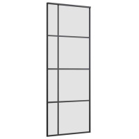 Produktbild för Skjutdörr med beslag svart 76x205 cm ESG-glas