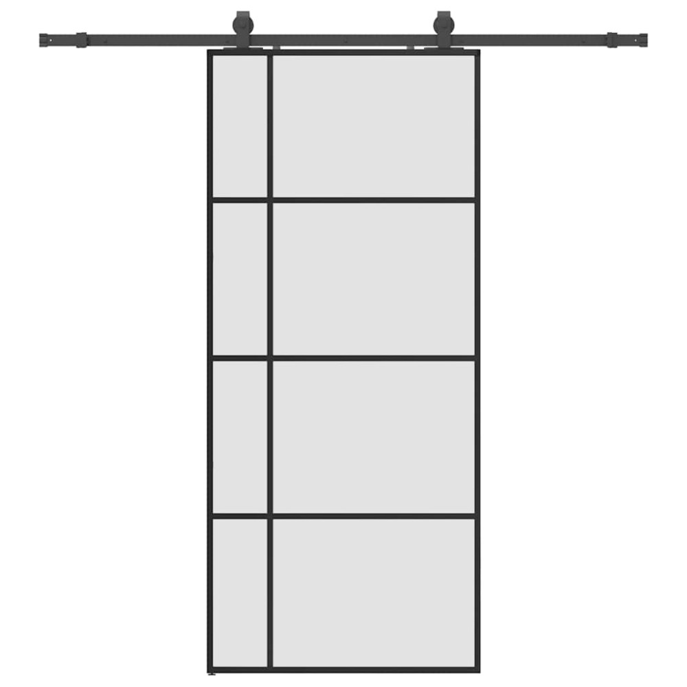 Produktbild för Skjutdörr med beslag svart 90x205 cm ESG-glas