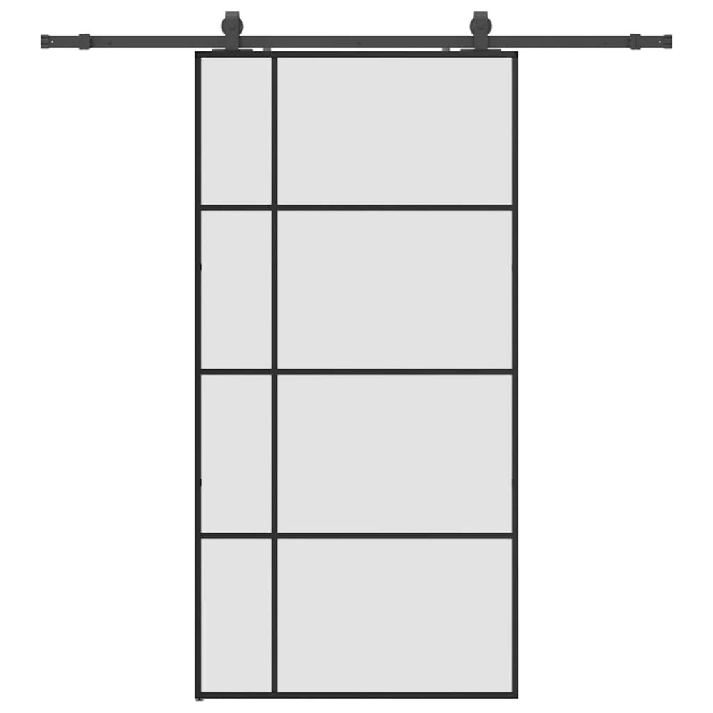 Produktbild för Skjutdörr med beslag svart 102,5x205 cm ESG-glas