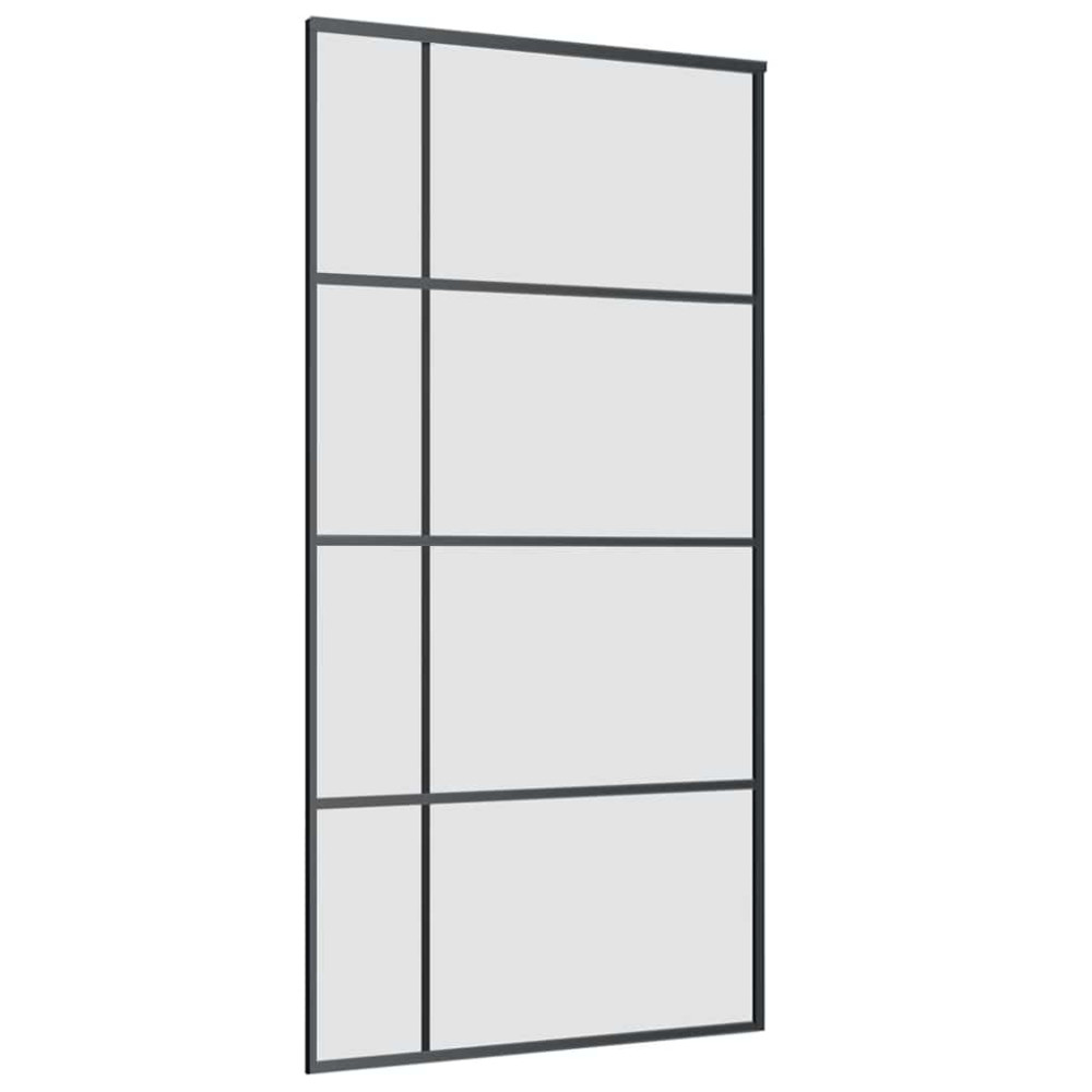 Produktbild för Skjutdörr med beslag svart 102,5x205 cm ESG-glas