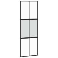 Produktbild för Skjutdörr med beslag svart 76x205 cm härdat glas