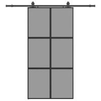 Produktbild för Skjutdörr med beslag svart 102,5x205 cm härdat glas