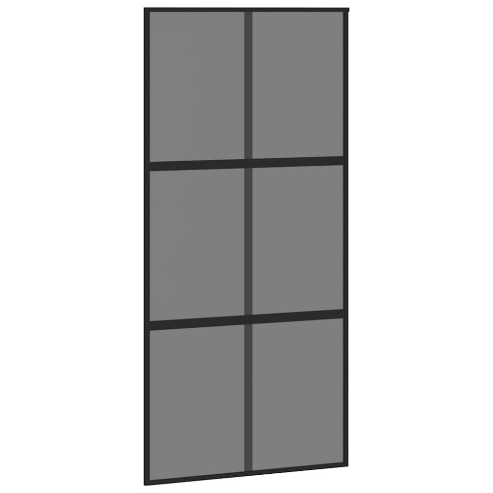 Produktbild för Skjutdörr med beslag svart 102,5x205 cm härdat glas
