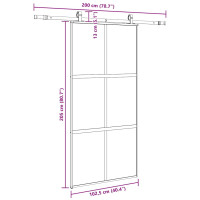 Produktbild för Skjutdörr med beslag svart 102,5x205 cm härdat glas