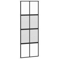 Produktbild för Skjutdörr med beslag svart 76x205 cm härdat glas