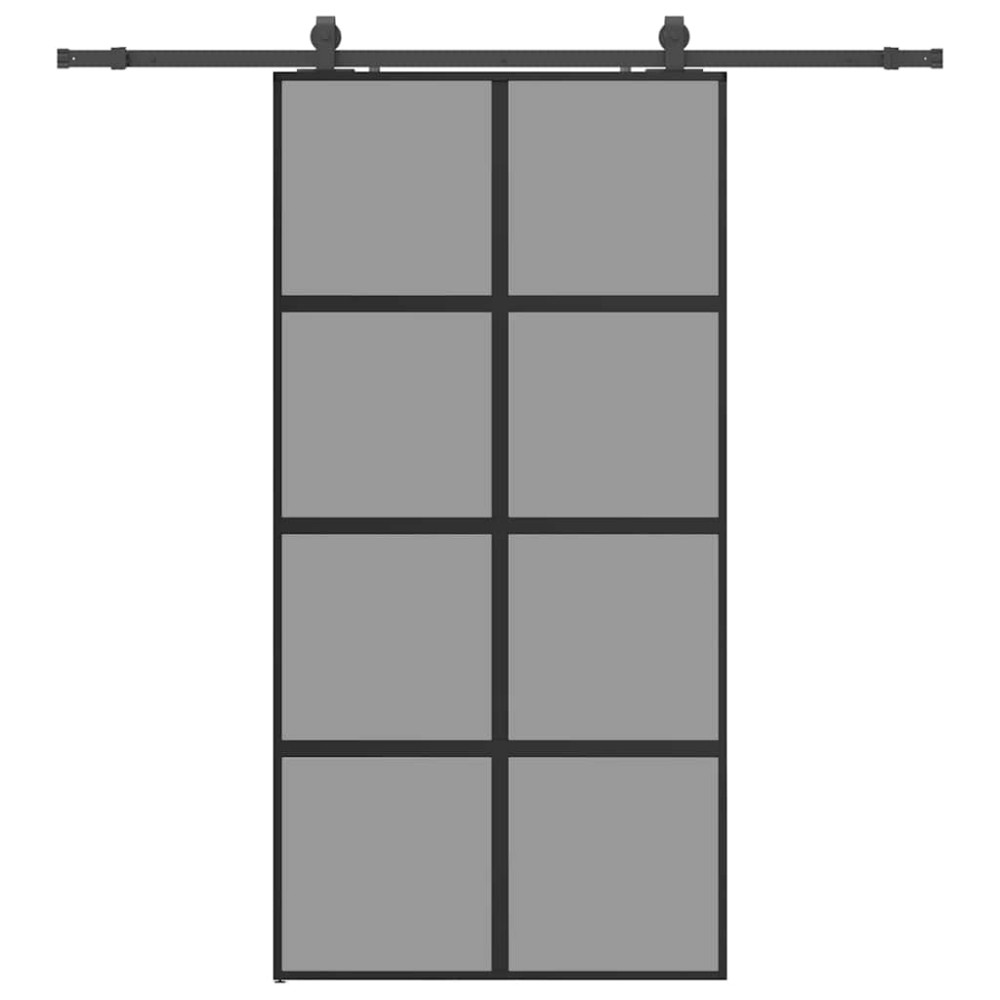 Produktbild för Skjutdörr med beslag svart 102,5x205 cm härdat glas