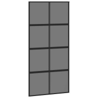 Produktbild för Skjutdörr med beslag svart 102,5x205 cm härdat glas